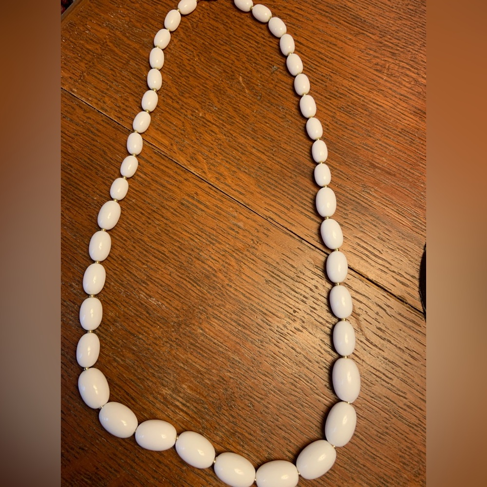 Trifari white bead necklace
